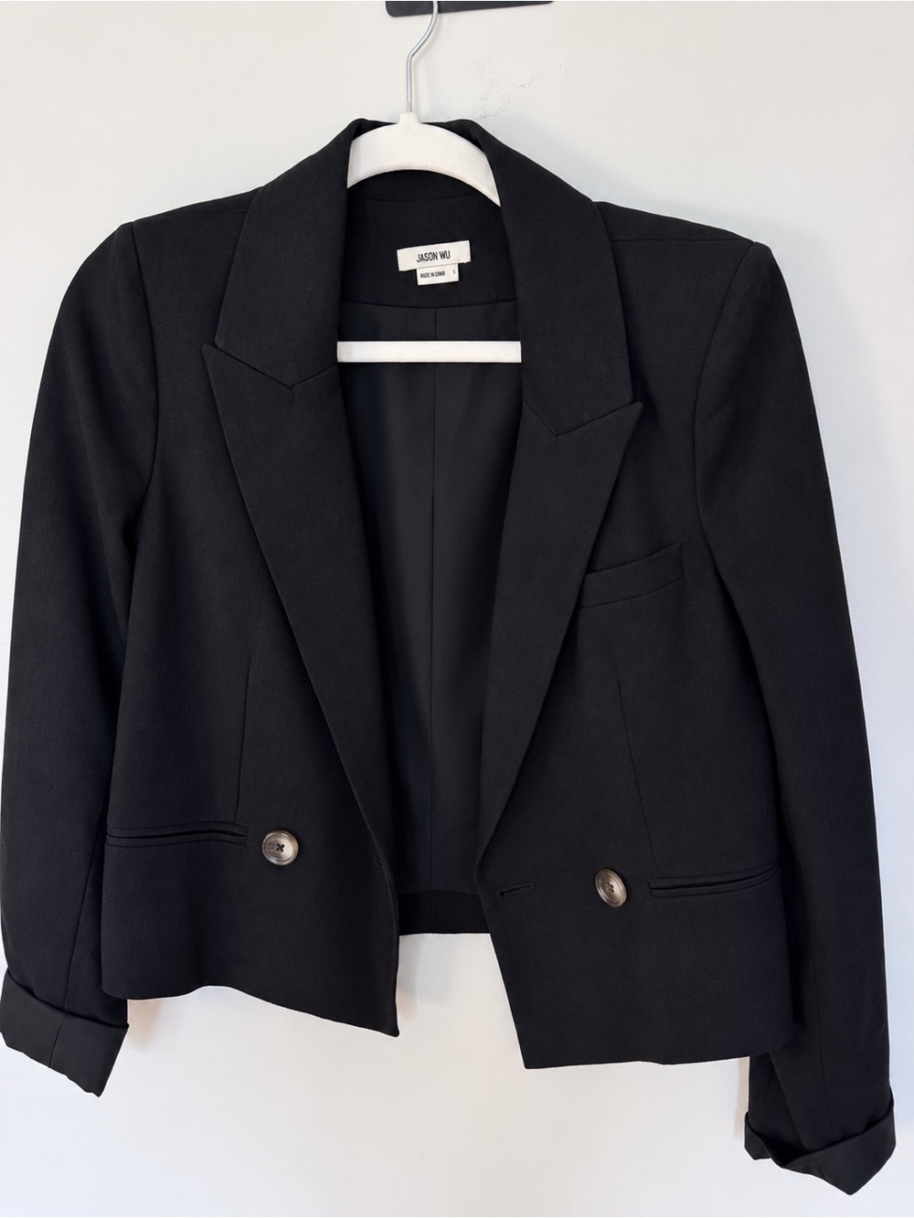 Jason Wu Black Cropped Linen Blazer
